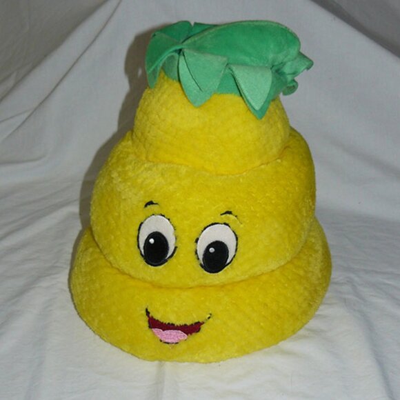 Yellow Pineapple Poop Emoji Novelty Hat Six Flags Yellow & Green Tiki Bar Tropic - Picture 1 of 2